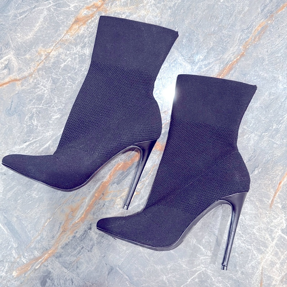 Steve Madden Black High Heel Sock Boot